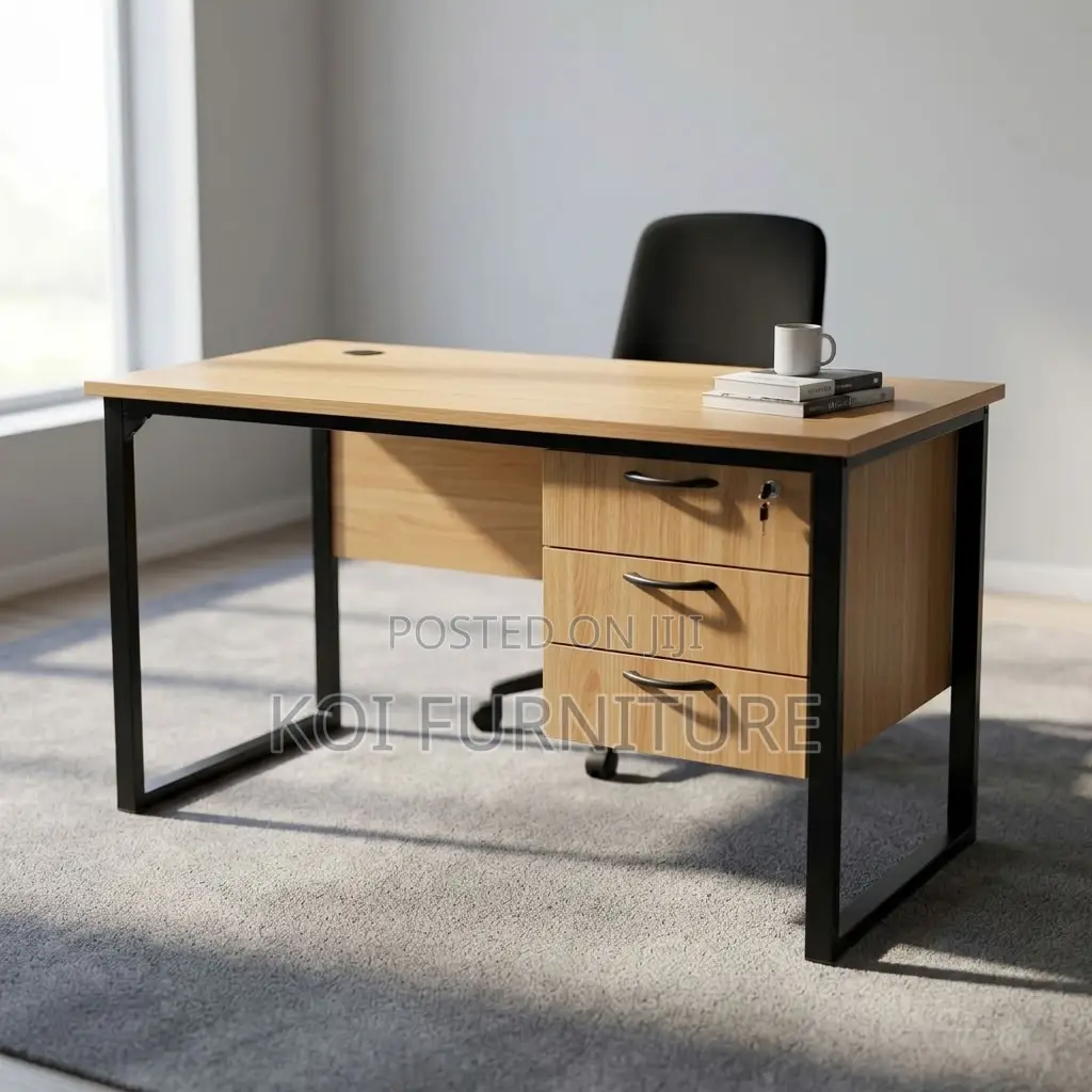 Home Office Desks | Modular Brown Desk With Drawer