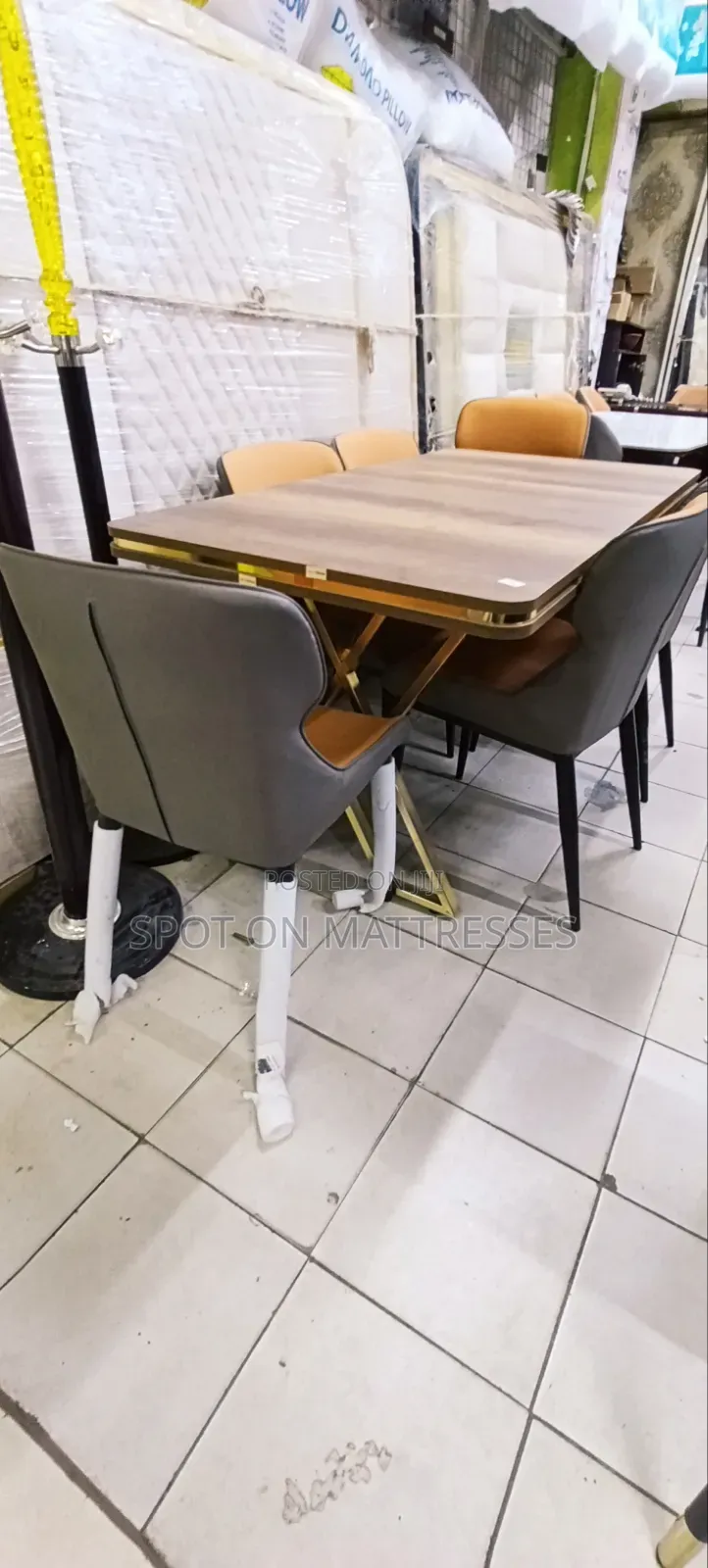 Budget-Friendly Family Dining Set With 6 Leather Chairs. Free Delivery