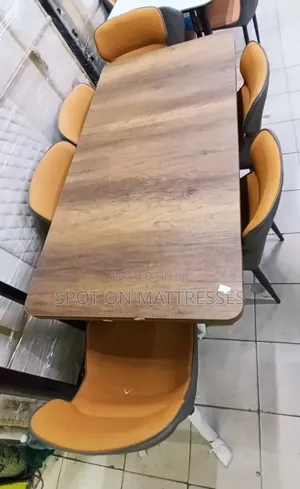 Budget-Friendly Family Dining Set With 6 Leather Chairs. Free Delivery