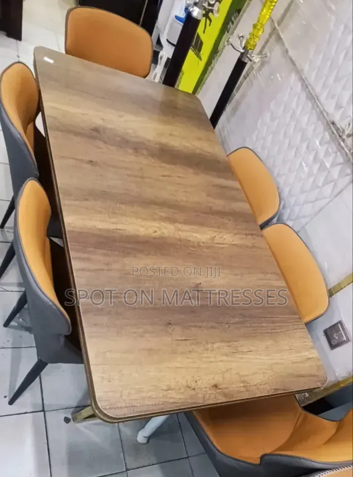 Budget-Friendly Family Dining Set With 6 Leather Chairs. Free Delivery