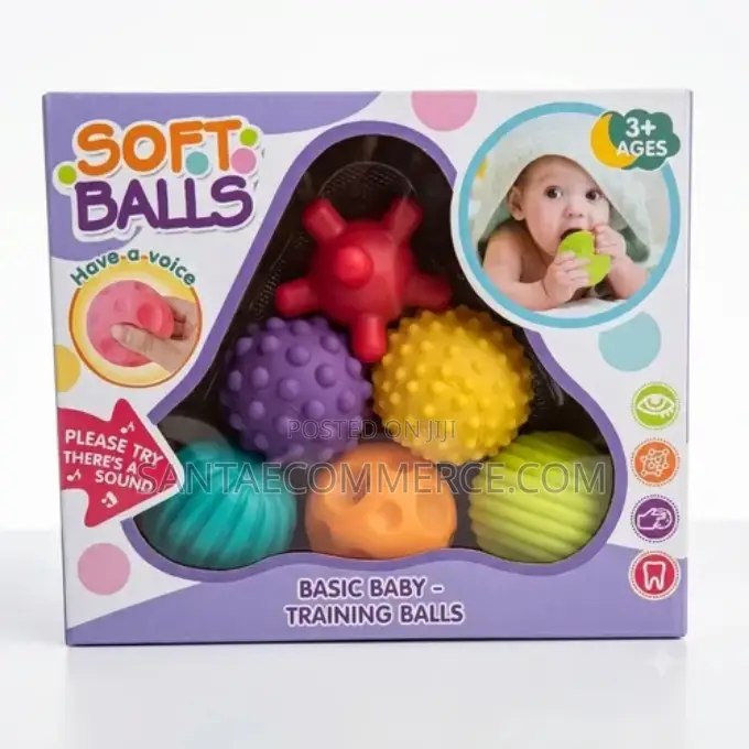 Colourful 6-Piece Soft Baby Sensory Training Balls Set