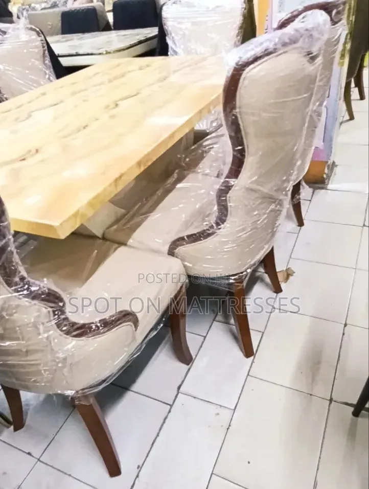 Elegant High-Gloss Marble Effect Family Dining Set. We Offer Delivery!