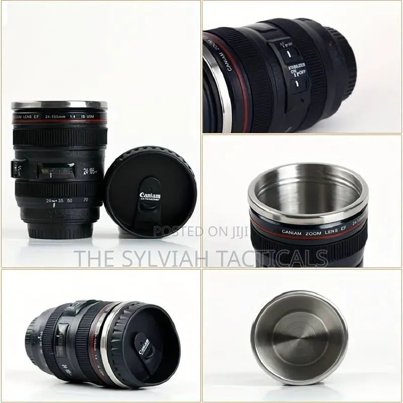 *Camera Lens Mug, 450ml Stainless Steel Cup, Travel Magic Mug N,