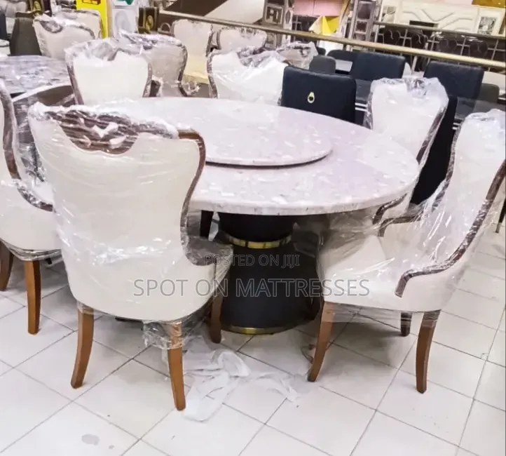 Family Round 6-Seater Dining With Rotating Lazy Susan / Terrazzo Top.