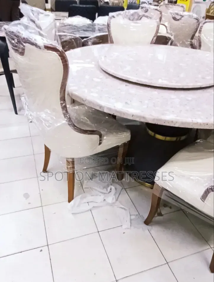 Family Round 6-Seater Dining With Rotating Lazy Susan / Terrazzo Top.