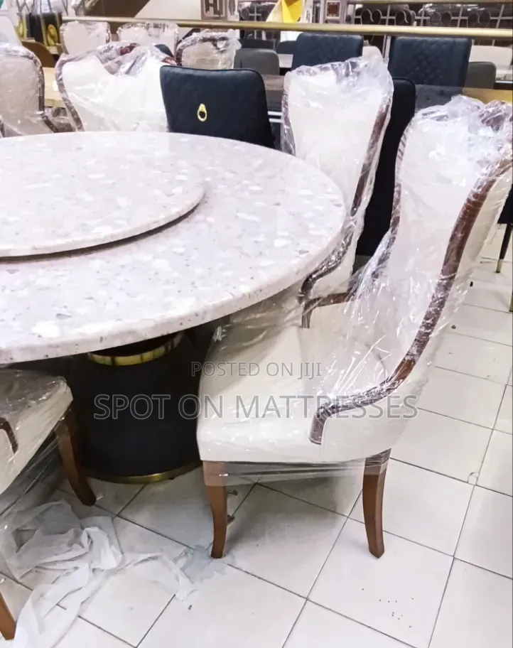 Family Round 6-Seater Dining With Rotating Lazy Susan / Terrazzo Top.