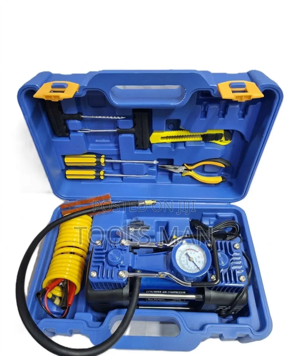 2-Cylinder Air Compressor 12V Car Tyre Inflator Tool Kit.