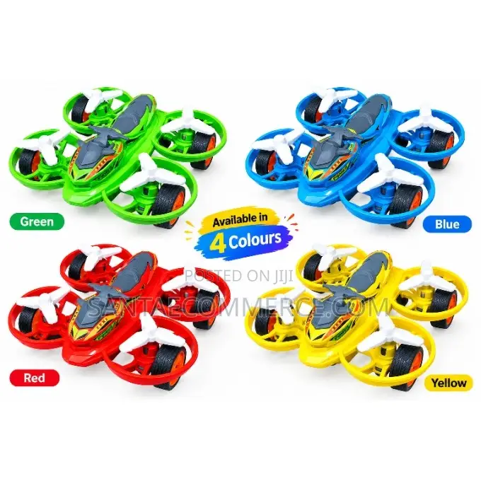 4-in-1 Flying Car Drone Toy – Green, Blue, Red & Yellow