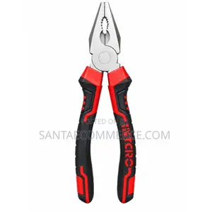 Combination Pliers With Red and Black Non-Slip Ergonomic Handles