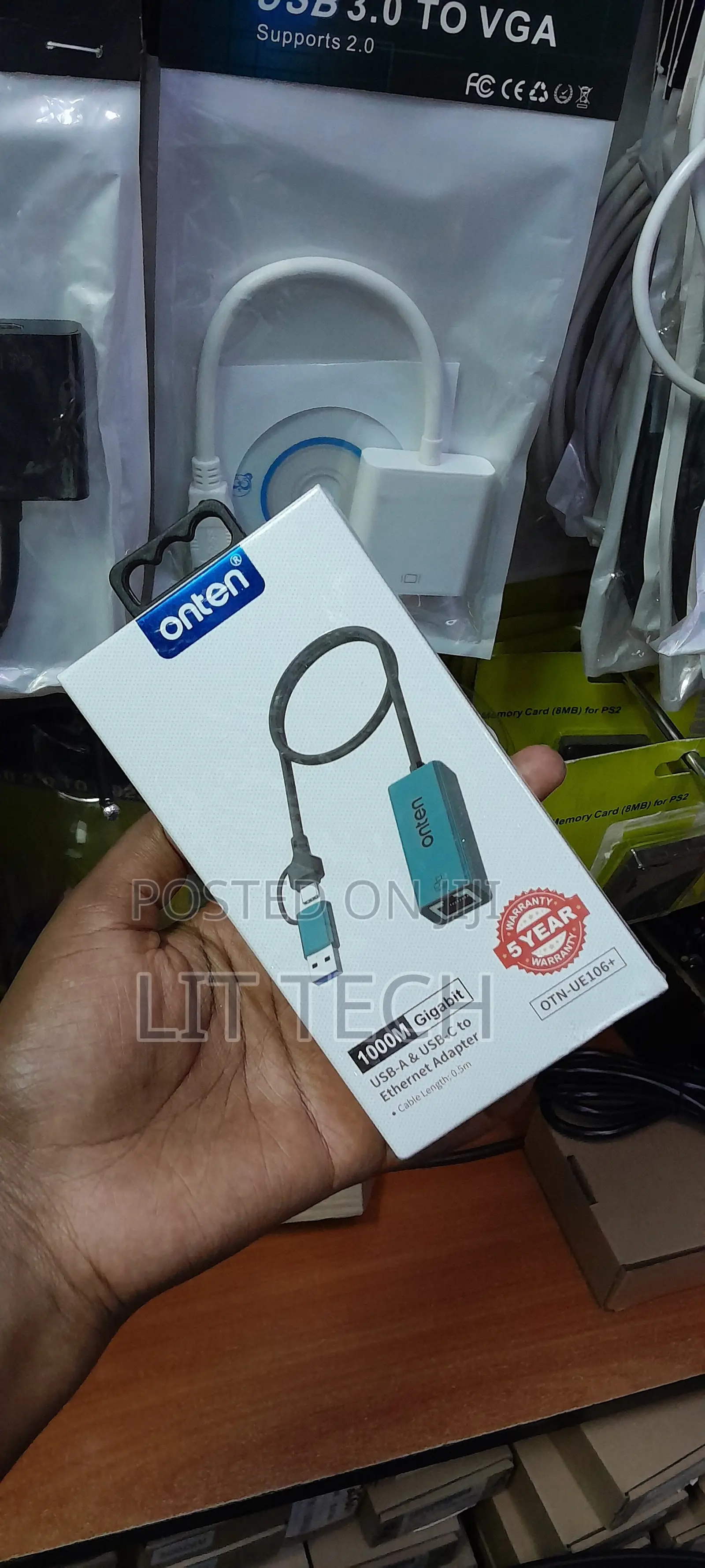 Onten 1000M Gigabit Ethernet Adapter (USB-A & USB-C to RJ45)