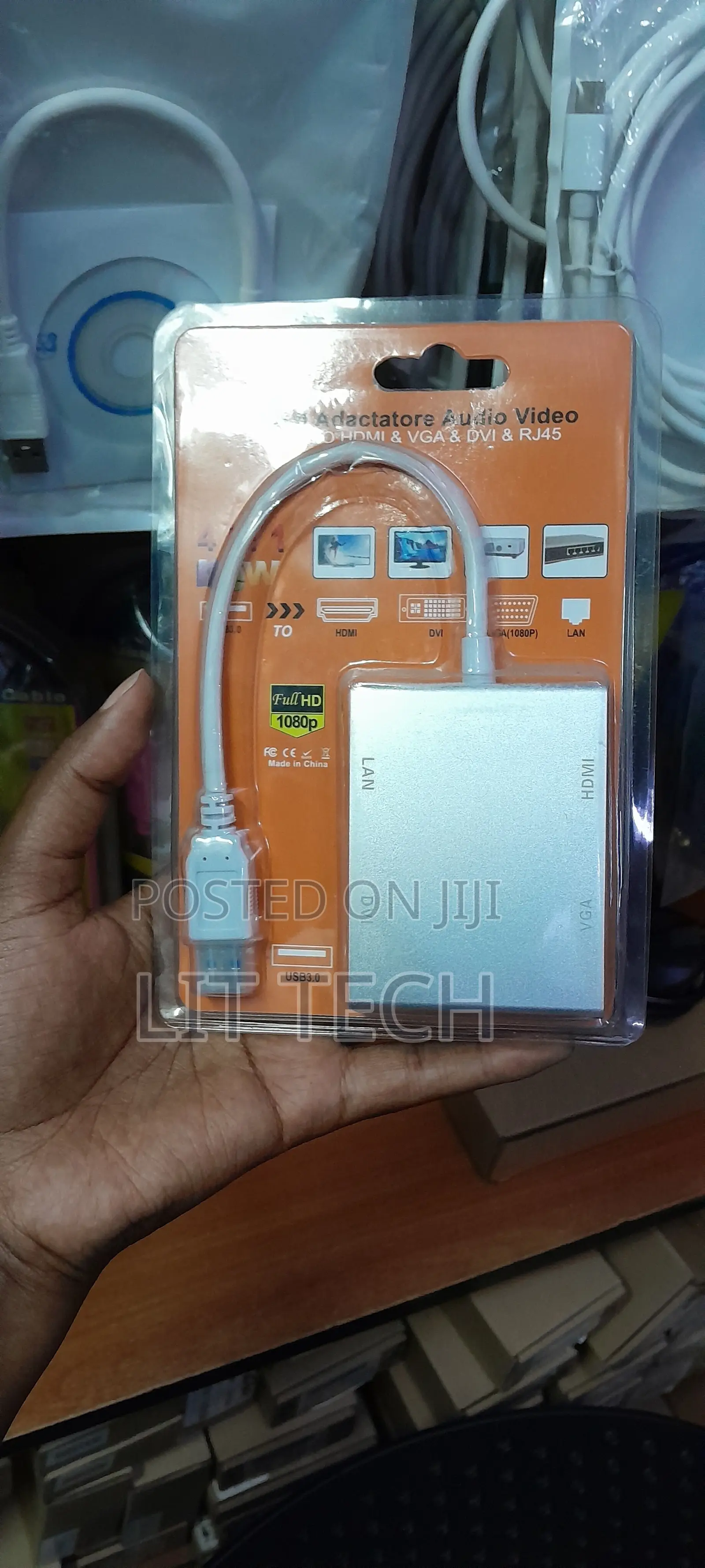 4-in-1 USB 3.0 to HDMI + VGA + DVI + LAN (RJ45) Multi-Port Adapter