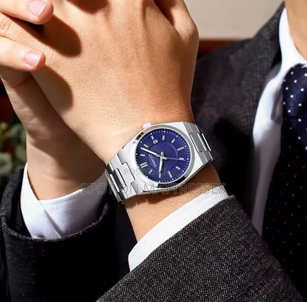 Elegant Business Watch for Men. Ocean Green/Navy Blue/Charcoal Black.