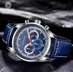 Ochstin Chronograph Watch for Men. Navy Blue/ Coffee Brown and Black.
