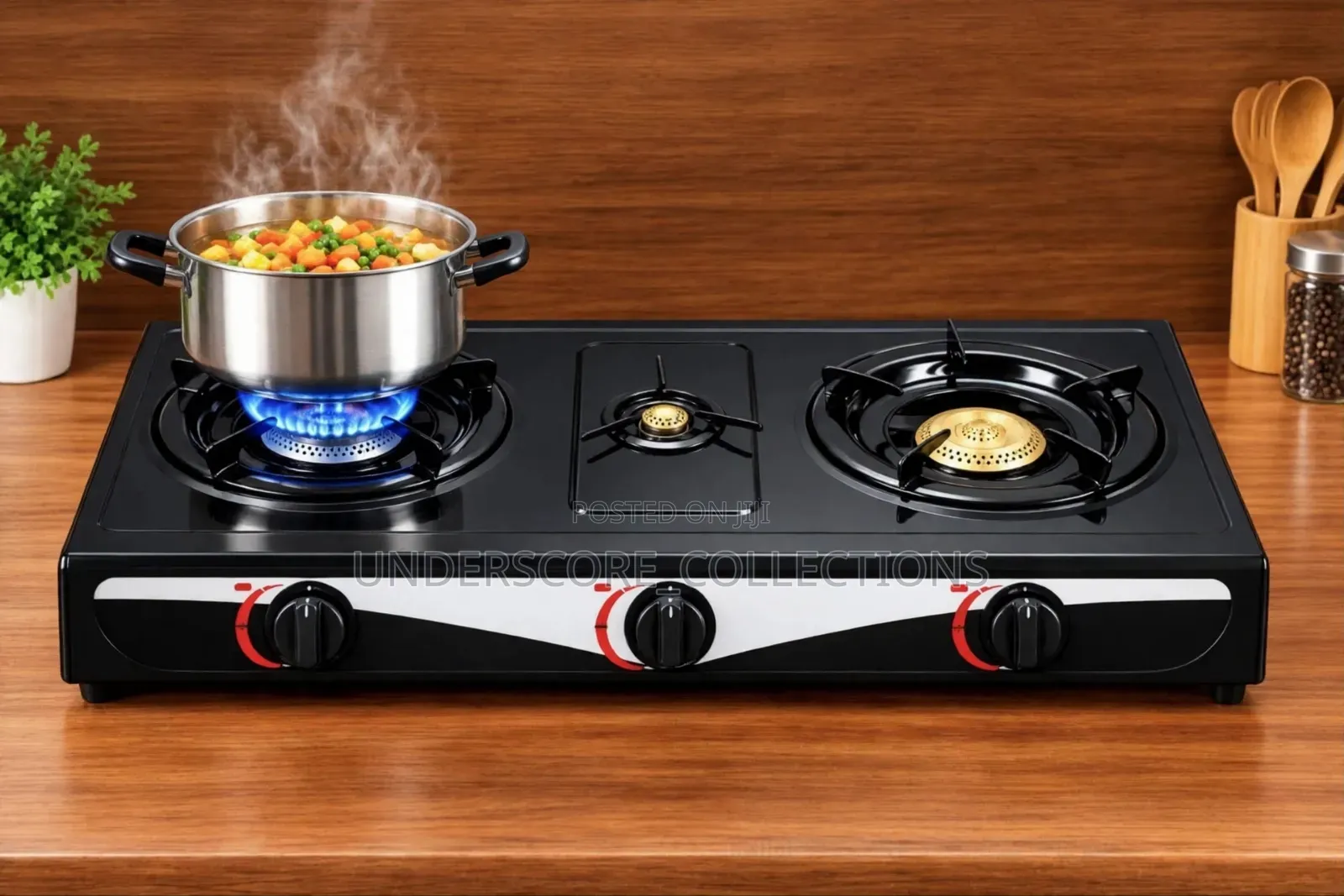 AILYONS GS018, a 3-Burner Tempered Stainless Steel Tabletop Gas Stove