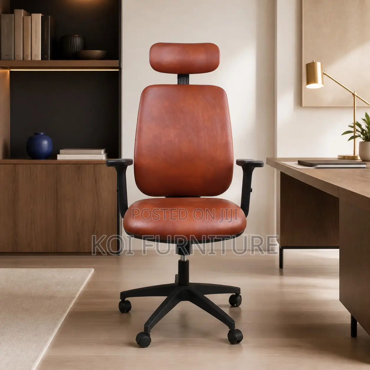 Office Chair : Camel-Colored Executive Ergonomic Office Chair