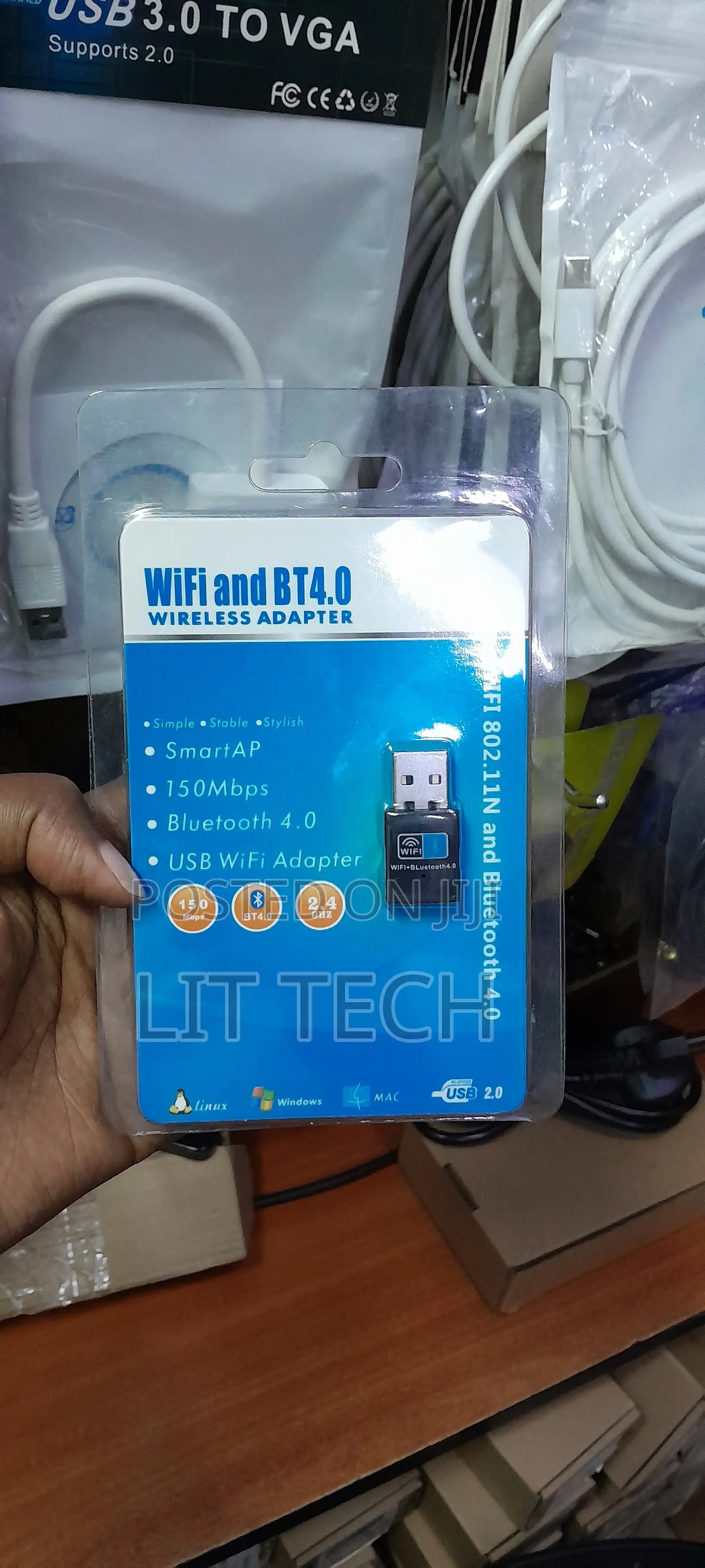 2-in-1 USB Wi-Fi & Bluetooth 4.0 Wireless Adapter (150Mbps)
