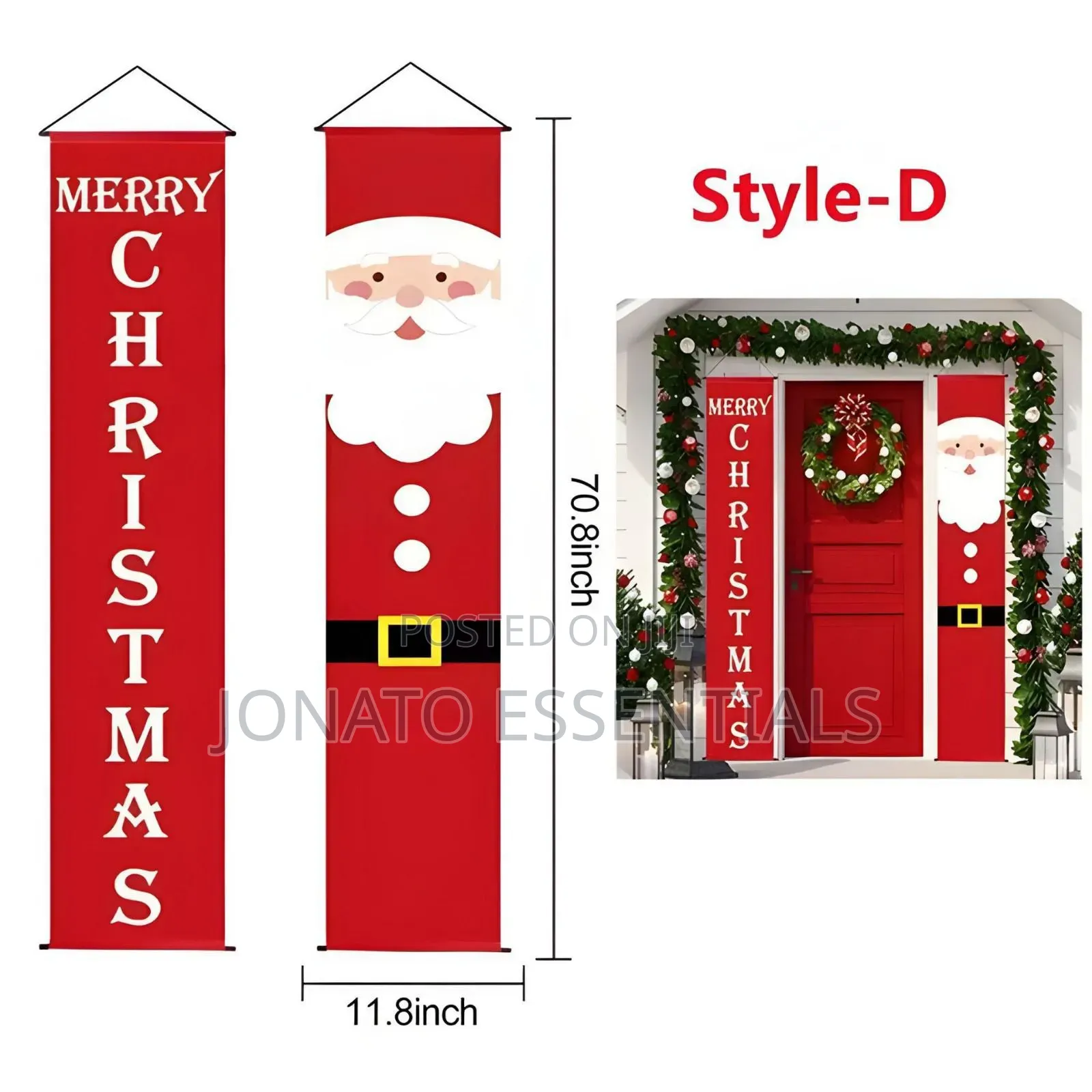 Christmas Door Banner Set Hanging Santa Decor