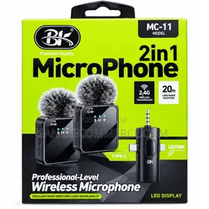 BK MC-11 2-in-1 Wireless Lavalier Microphone – 2.4G Profession