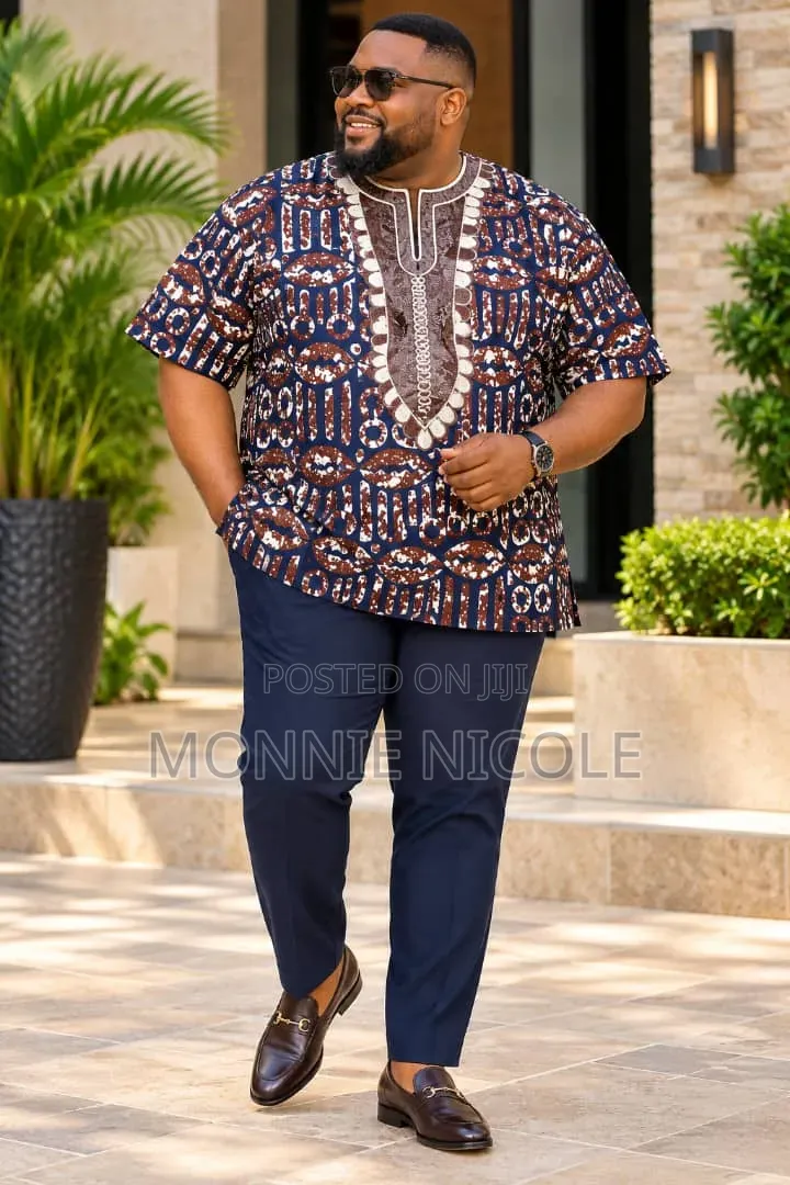 Quality Casual Plus Size Men Ankara Print Shirt