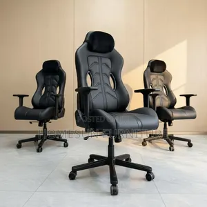 Office Chair – Black High-Back Gaming Chair With Headrest