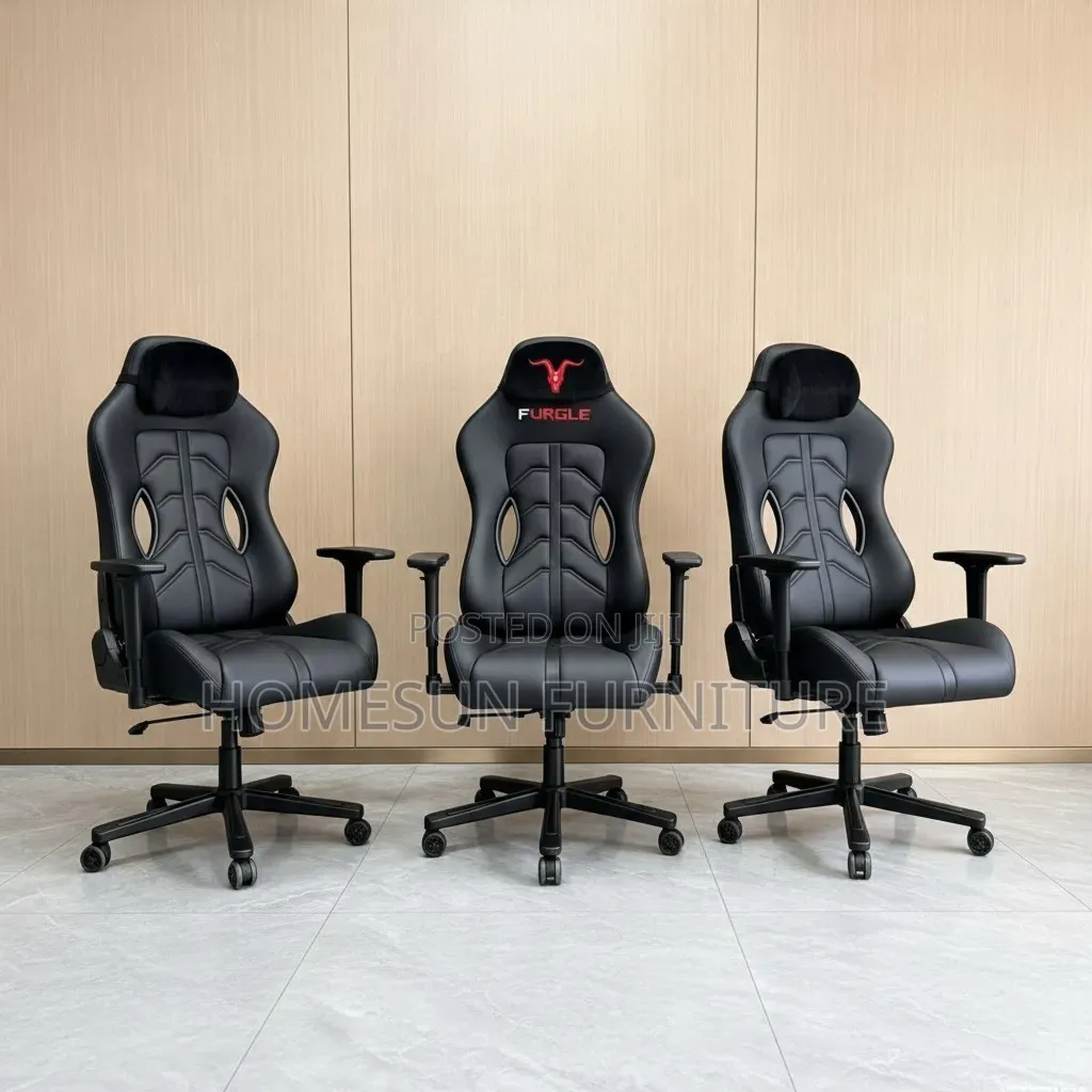 Office Chair – Black High-Back Gaming Chair With Headrest