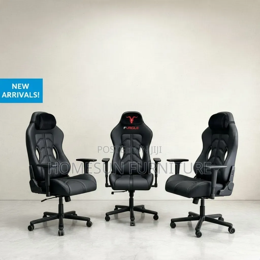 Office Chair – Black High-Back Gaming Chair With Headrest