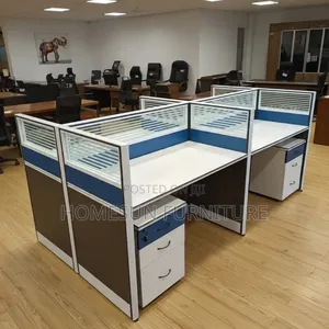 Office Desk – 4-Way Workstation With Privacy Panels