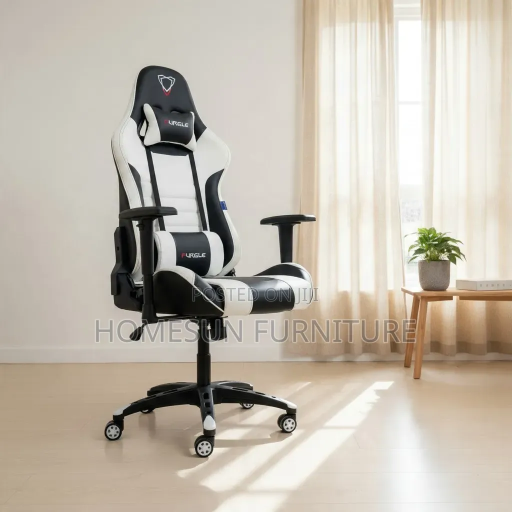 Gaming Chair – Black and White Racing Style
