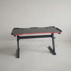 Gaming Desk – Black Table With Red Edge Trim