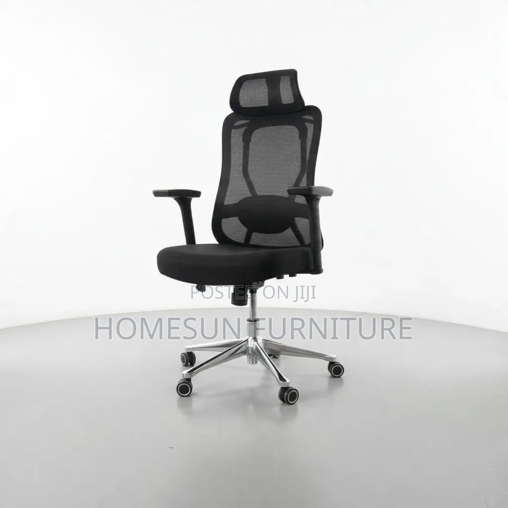 Office Chair – Black Mesh Ergonomic Chair With Headrest