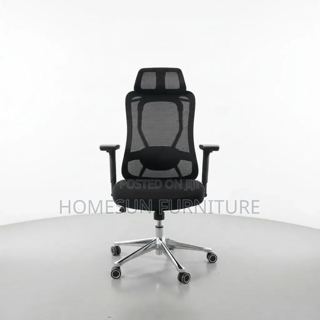 Office Chair – Black Mesh Ergonomic Chair With Headrest