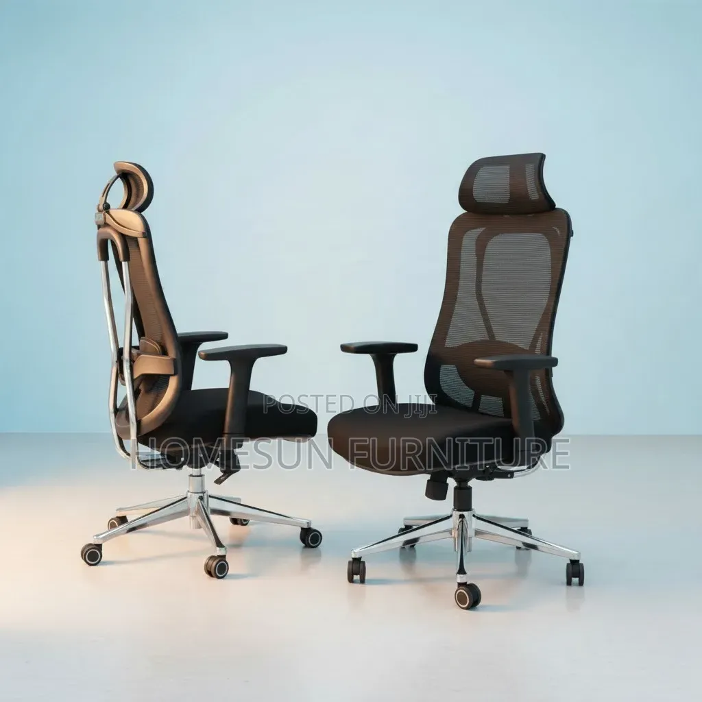 Office Chair – Black Mesh Ergonomic Chair With Headrest