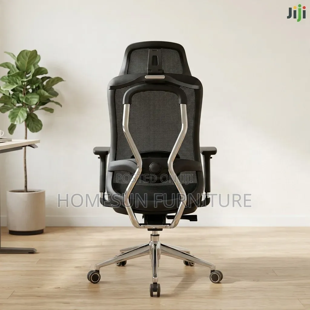 Office Chair – Black Mesh Ergonomic Chair With Headrest