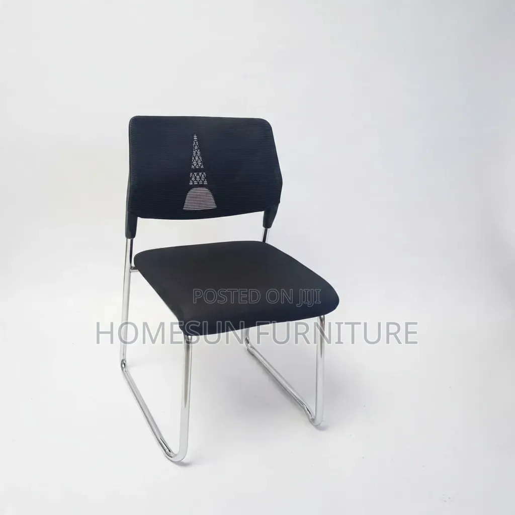 Visitor Chair – Black Fabric Seat With Chrome Frame