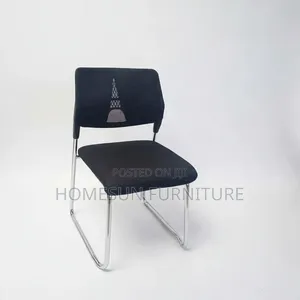 Visitor Chair – Black Fabric Seat With Chrome Frame