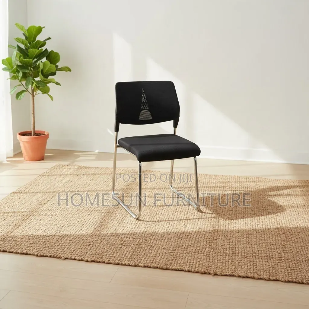 Visitor Chair – Black Fabric Seat With Chrome Frame
