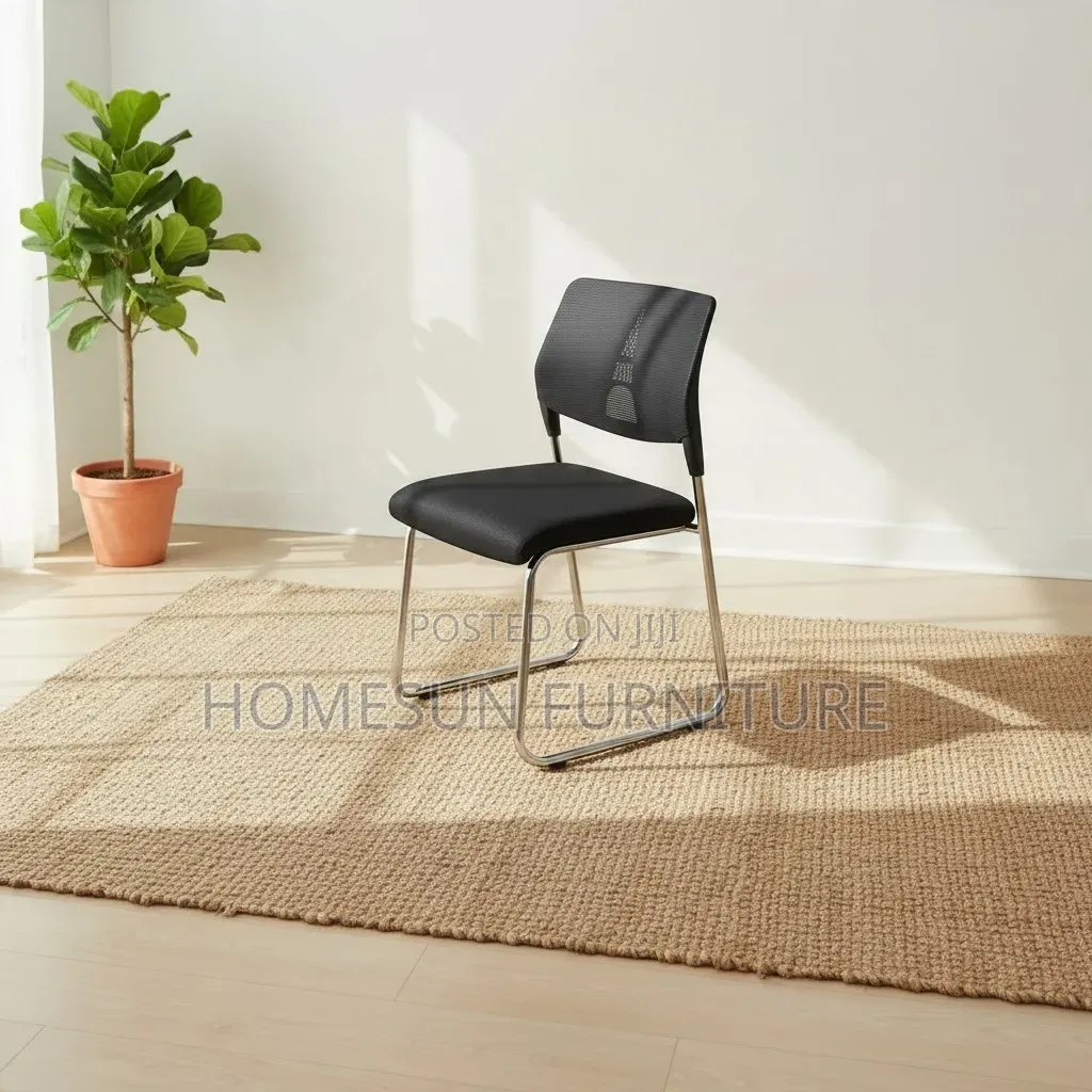 Visitor Chair – Black Fabric Seat With Chrome Frame