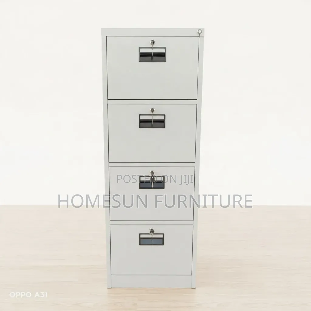 Office Cabinet – Grey 4-Drawer Lockable Filing Cabinet