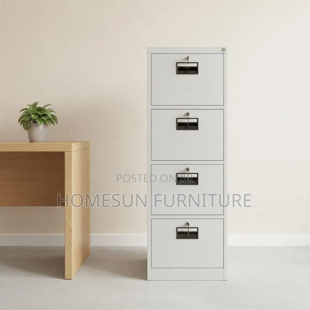 Office Cabinet – Grey 4-Drawer Lockable Filing Cabinet