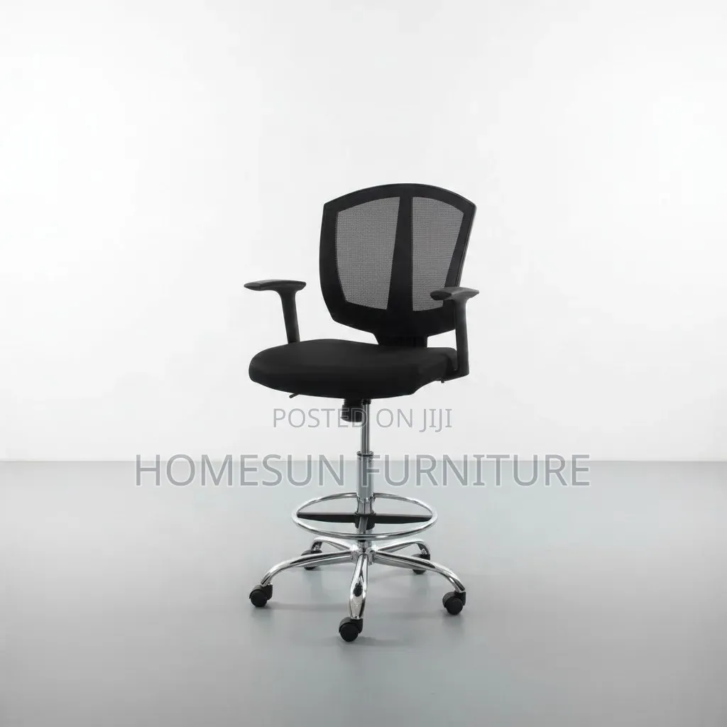 Office Chair – Black Adjustable Drafting Chair With Footrest