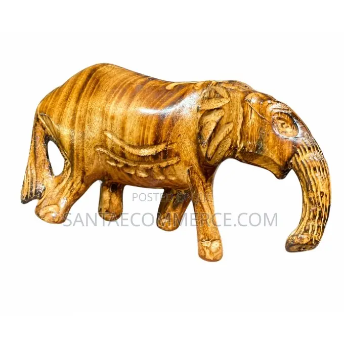 Elegant Beautiful Hand-Carved Wooden Elephantulpture Statue Figurine