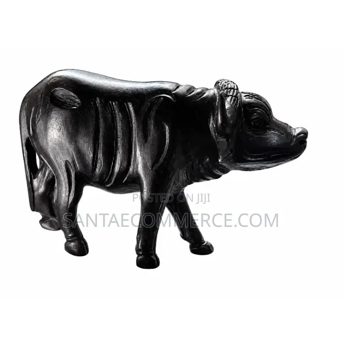 Elegant Hand-Carved Wooden Buffalo Sculpture Statue Figurine
