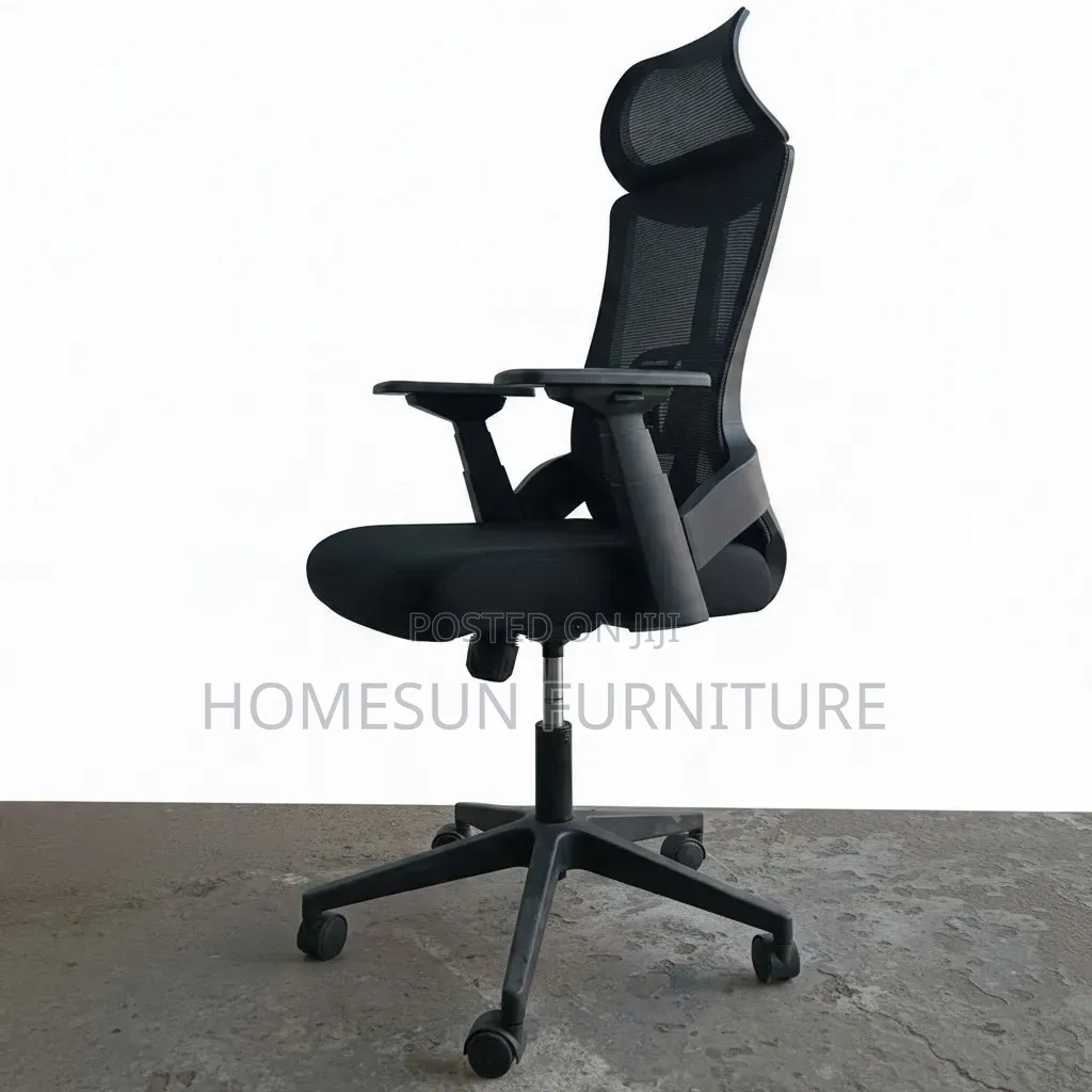 Office Chair – Black Ergonomic Mesh Chair With White Frame