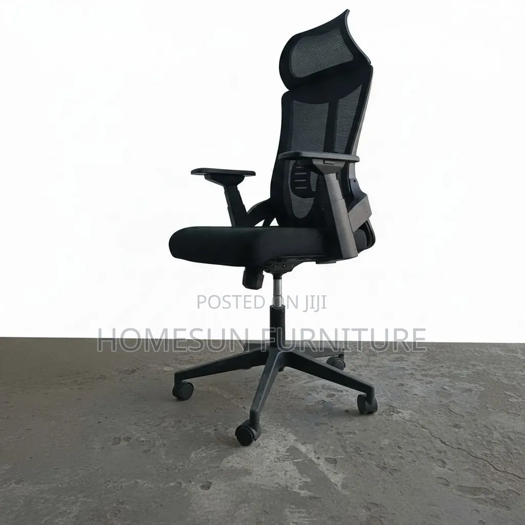 Office Chair – Black Ergonomic Mesh Chair With White Frame