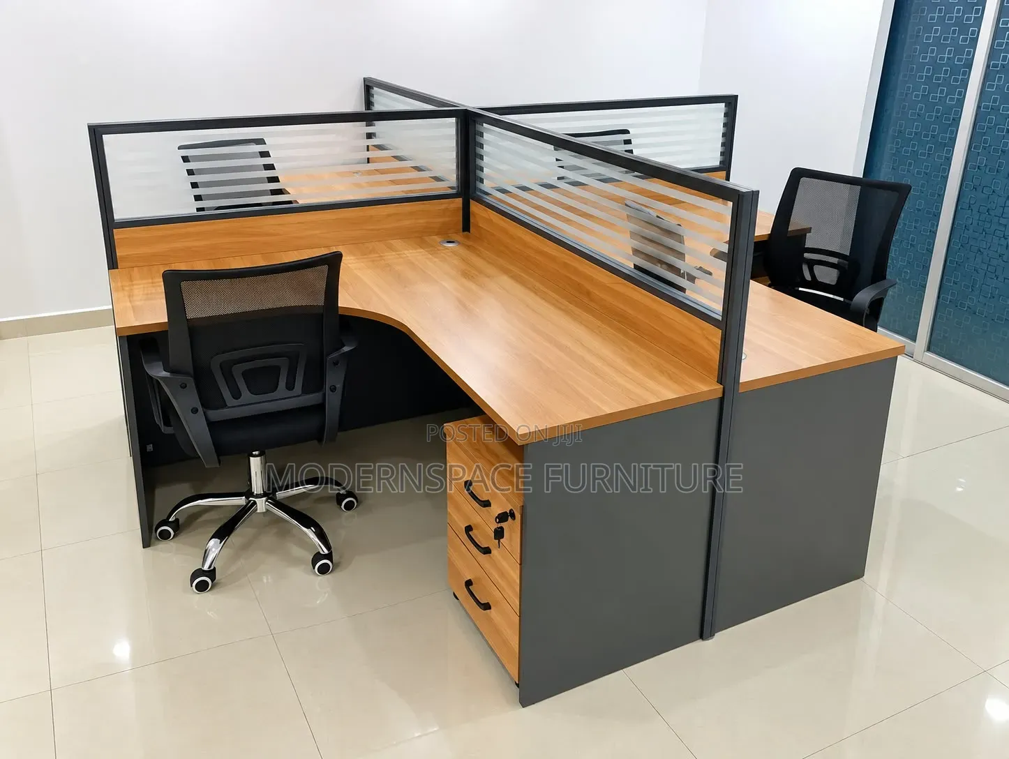 Four-Person Staff Office Desk With Drawers