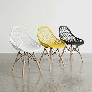 Dining Chair – Modern Plastic Seat With Wooden Legs