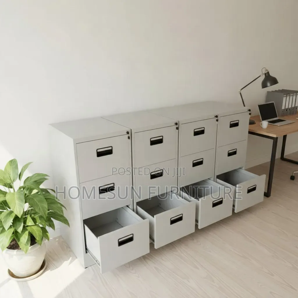 Office Cabinet – Grey Steel Filing Cabinet With Three Drawers