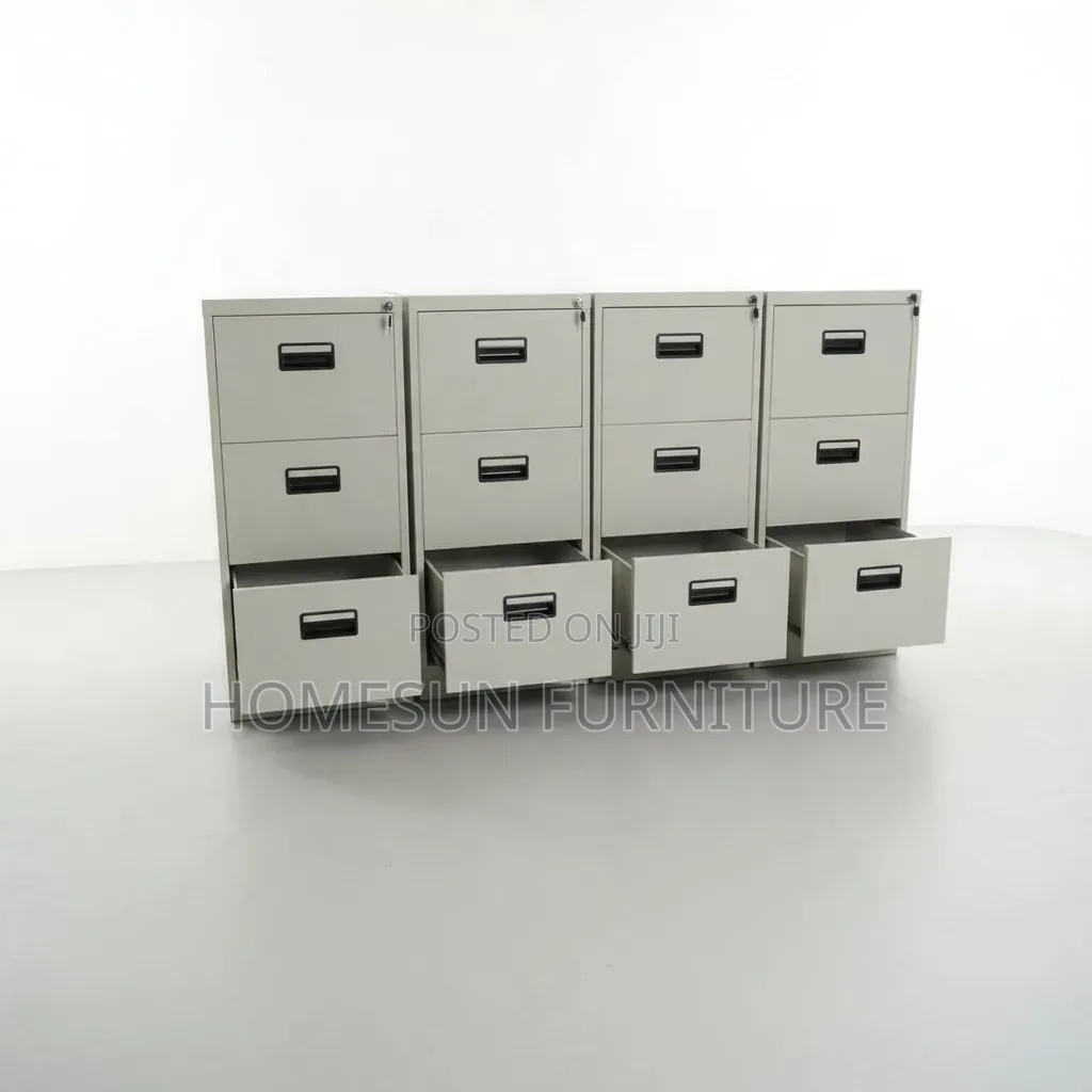Office Cabinet – Grey Steel Filing Cabinet With Three Drawers
