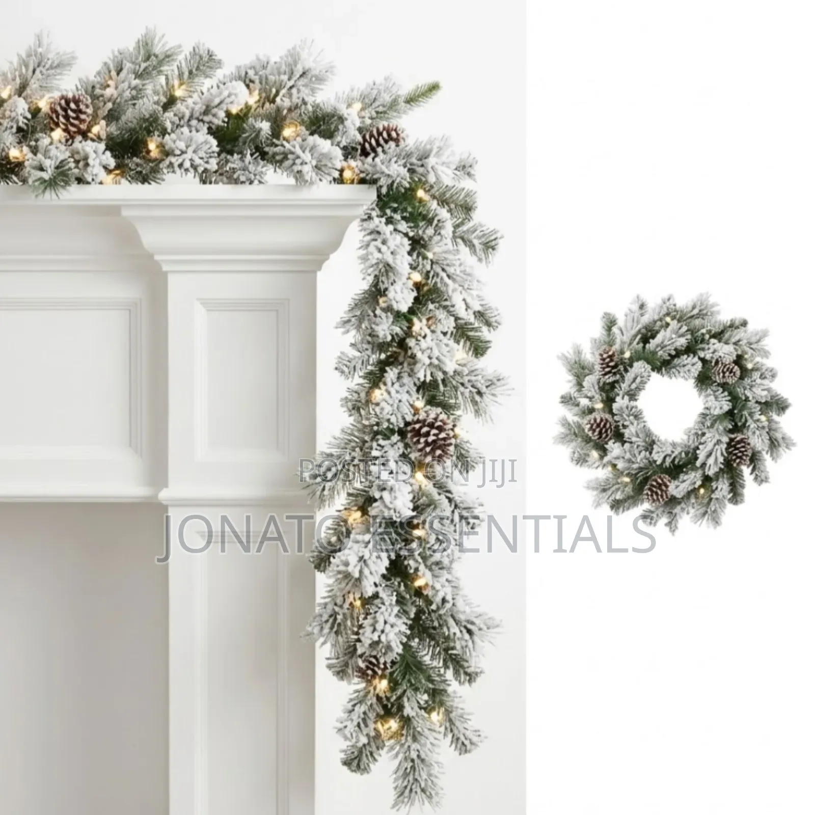 Pre Lit Snow Frosted Christmas Garland 2.7M With Warm Lights