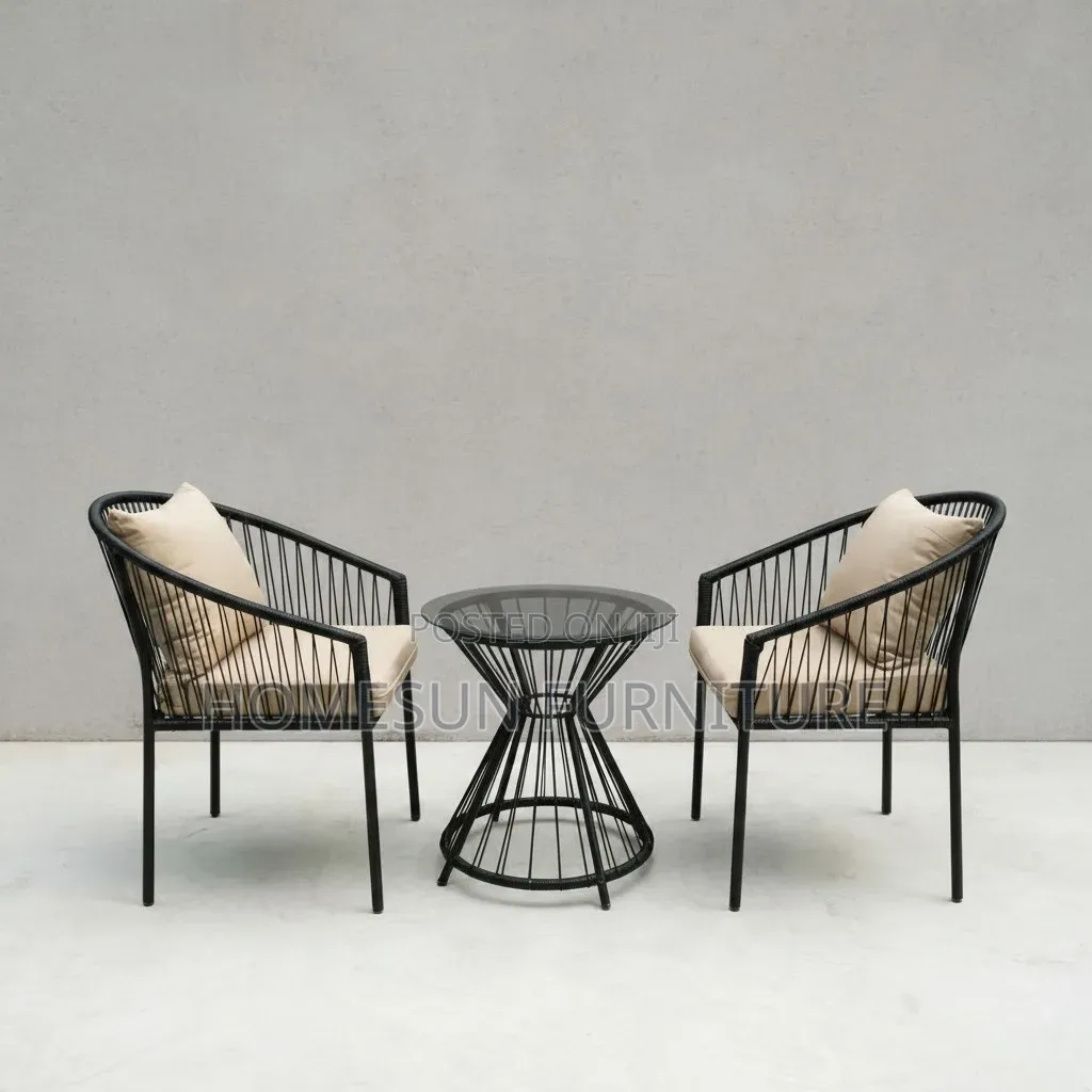 Outdoor Chairs – Black Metal Patio Set With Table